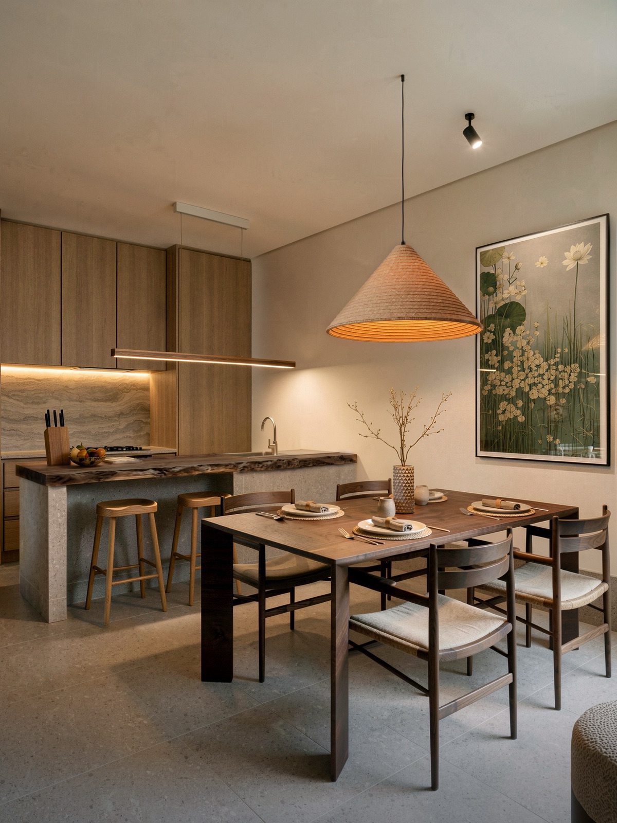 Timber kitchen and dining room with hand-finished details